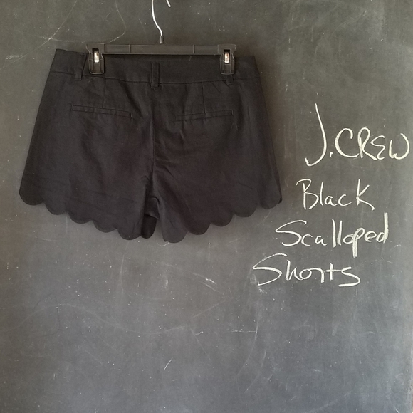 New J. Crew Scalloped Linen Shorts Black Sz 6 - Picture 5 of 7